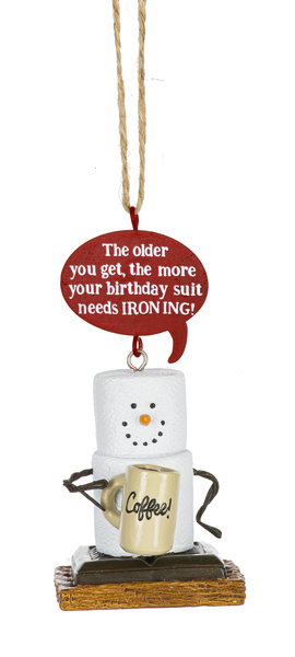 Toasted S'mores Aging Pun Ornament - My Birthday Suit needs Ironing - The Country Christmas Loft