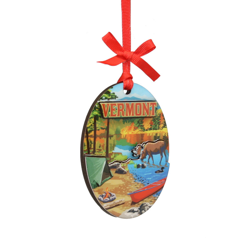 Vermont Camping Art Ornament - The Country Christmas Loft