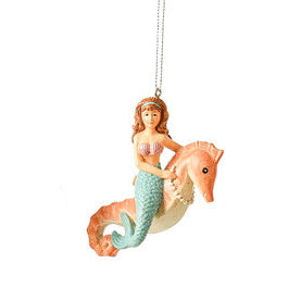 Mermaid Riding a Seahorse Ornament - The Country Christmas Loft