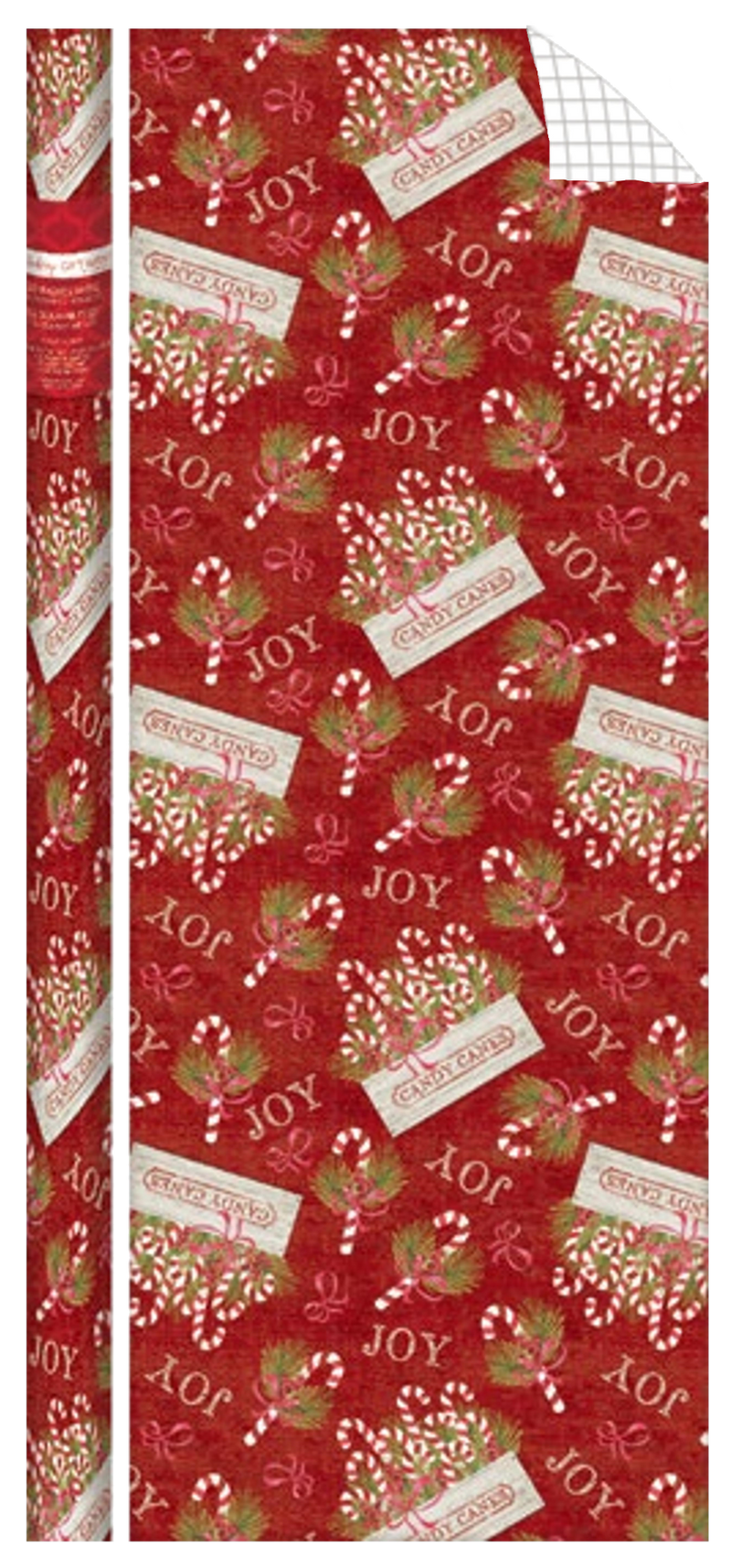 Traditional Roll Wrap - 40" x 288" - Candy Canes - The Country Christmas Loft