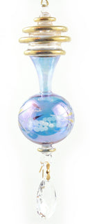 Egyptian Glass Dangle Ornament with 4 Gold Rings - Blue
