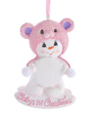 Baby's 1st Christmas Snow Bear -  Pink - The Country Christmas Loft