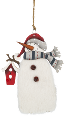 Fuzzy Snowman Ornament - - The Country Christmas Loft
