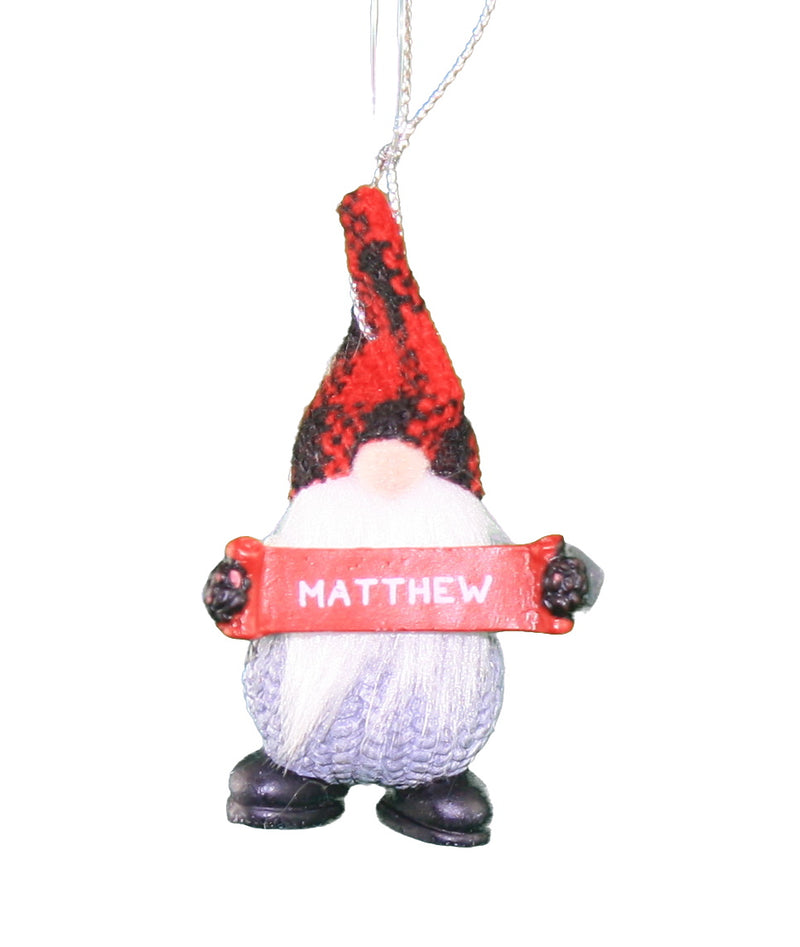 Personalized Gnome Ornament (Letters J-P) - Matthew - The Country Christmas Loft