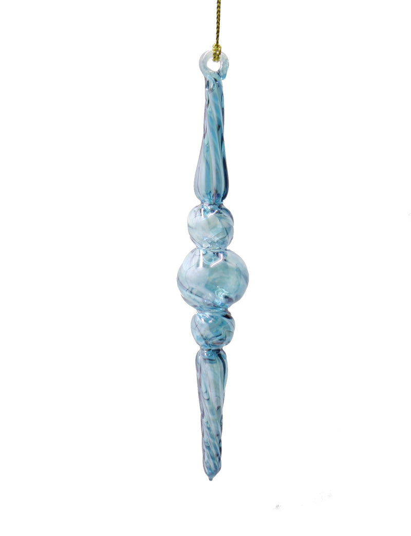 Outer Swirl Icicle Glass Ornaments - Blue