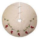 Ivory, Red and Green Natural Patchwork Tree Skirt - The Country Christmas Loft