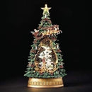 Holiday Village Tree and Church LED Swirl Water Globe - The Country Christmas Loft
