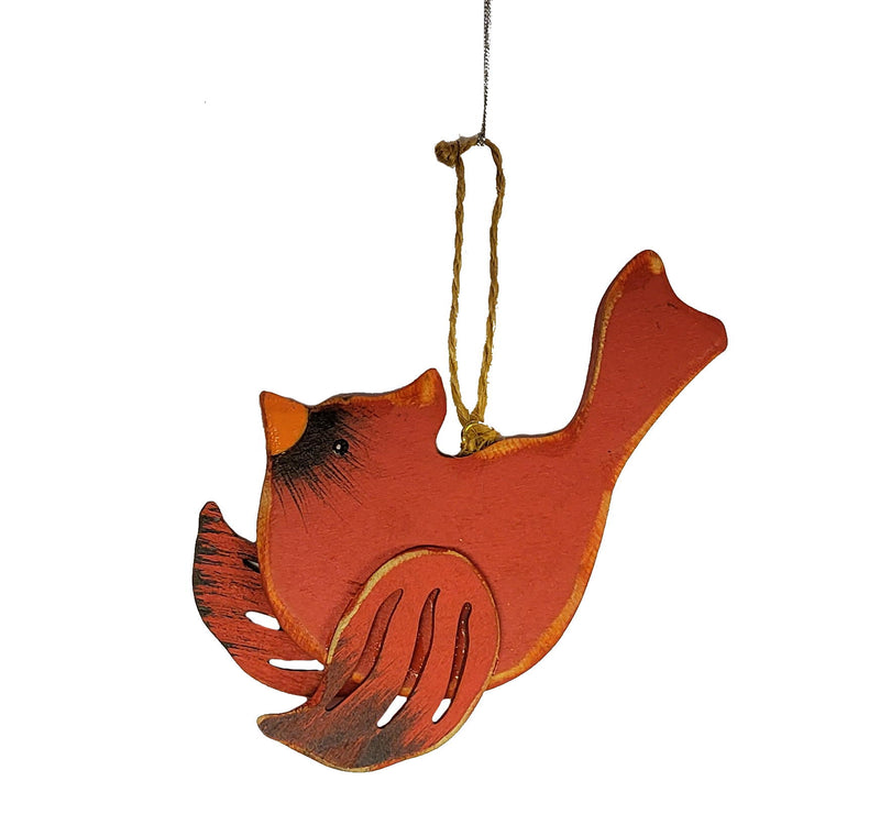 Wooden Cardinal Ornament - Style 4 - The Country Christmas Loft