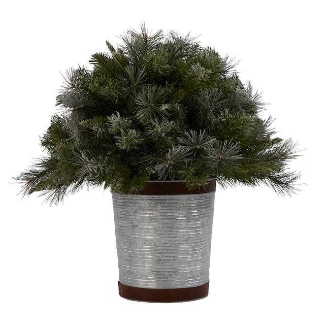 Pre-lit Flocked White Christmas Potted Bush - The Country Christmas Loft