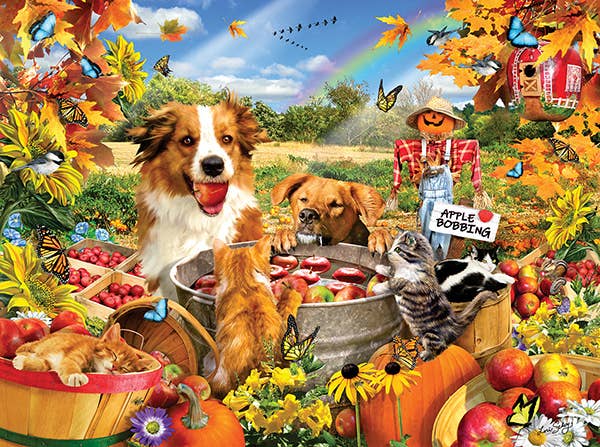 Bobbing For Apple  300 Piece Jigsaw Puzzle - The Country Christmas Loft