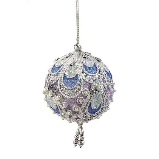 Lavender Paisley Ornament - Ball - The Country Christmas Loft