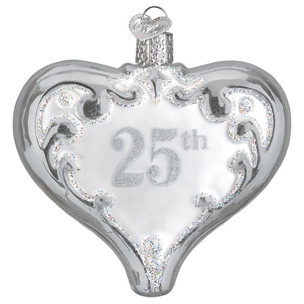 Old World Christmas 25th Anniversary Heart Glass Ornament - The Country Christmas Loft