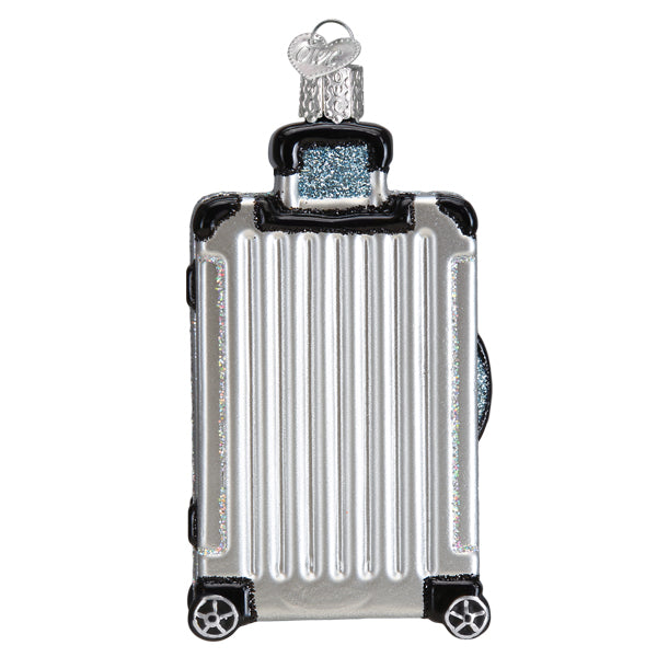 Rolling Suitcase Glass Ornament