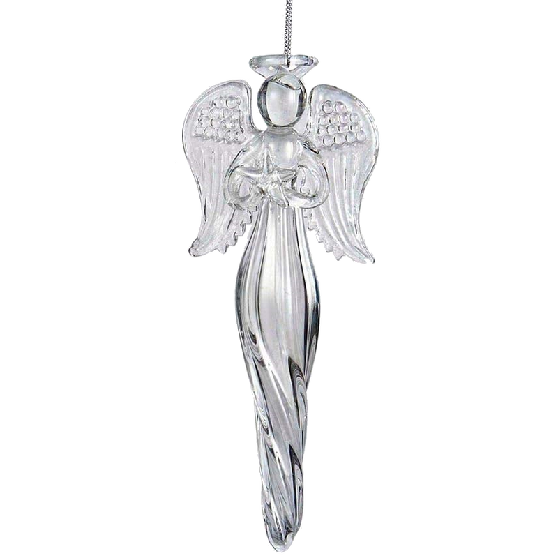 Angel Finial Glass Ornament - Holding a Star - The Country Christmas Loft
