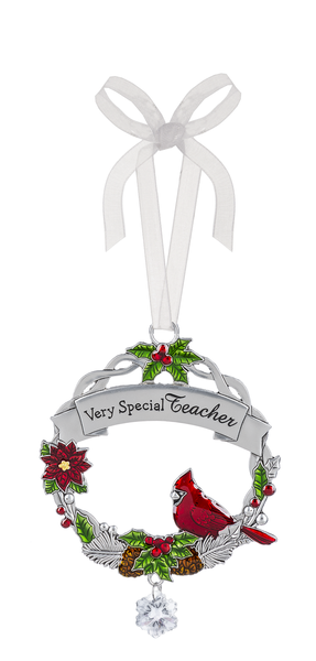 Christmas Cardinal Ornament - Very Special Teacher - The Country Christmas Loft