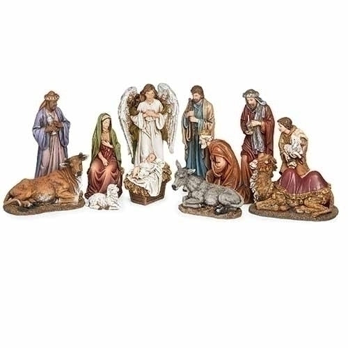 Red and White 7 Inch Christmas Nativity - 12 Piece Set - The Country Christmas Loft