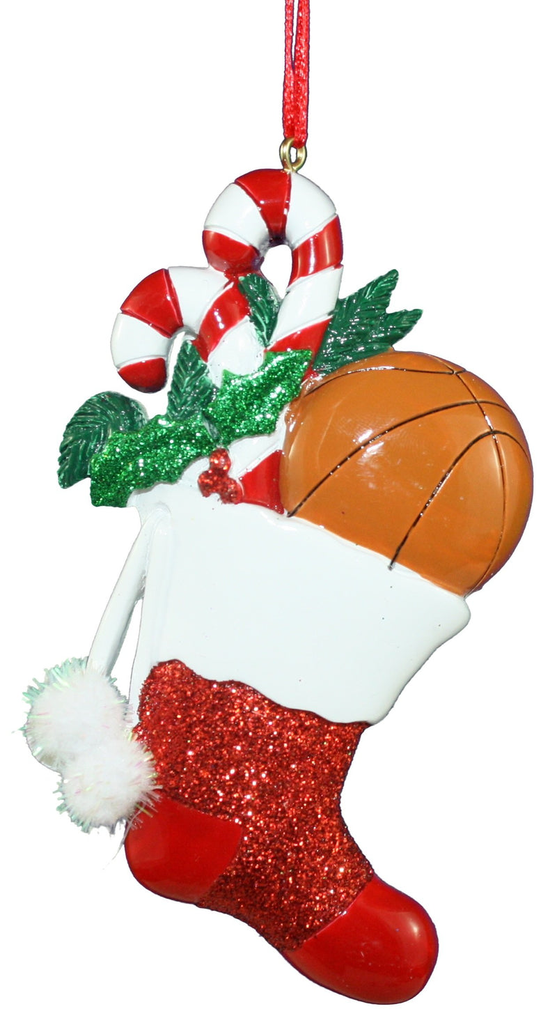 4.3 Inch Basketball Resin Sports Sock Ornament - The Country Christmas Loft