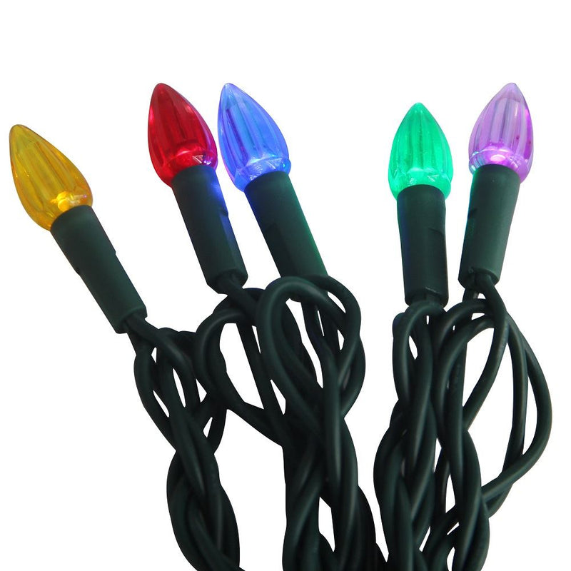 50-Light C3 Diamond Multi-Color LED Green Wire Light Set - The Country Christmas Loft