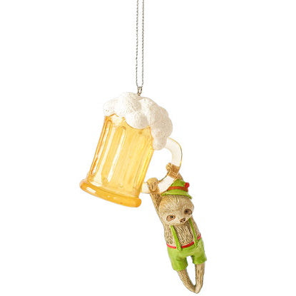 Drinking Sloth Ornament - Green - The Country Christmas Loft