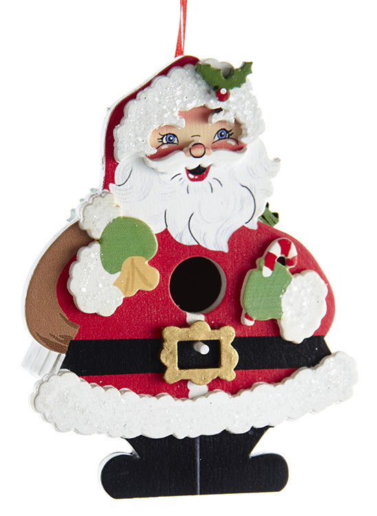 Santa Wooden Birdhouse Ornament - The Country Christmas Loft