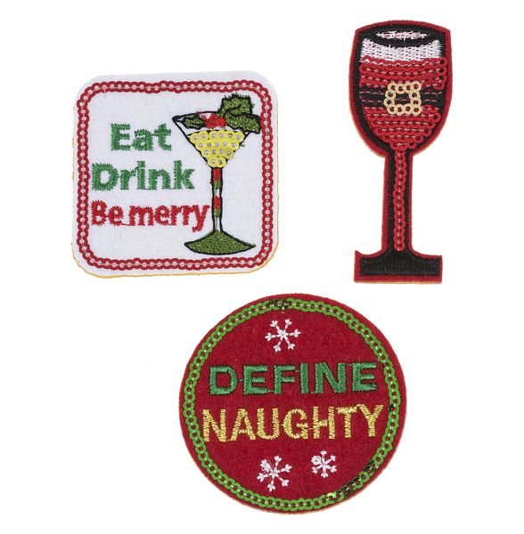 Get your sparkle on! Holiday Patches -Eat Drink and Be Merry - The Country Christmas Loft