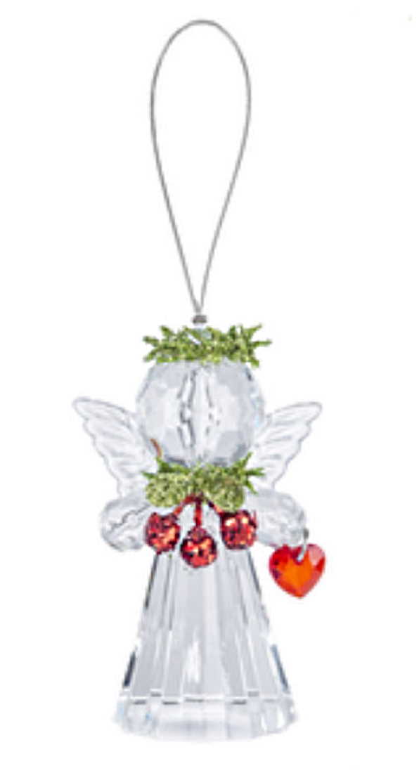 Teeny Mistletoe Angel Ornament -  Bell Wreath - The Country Christmas Loft