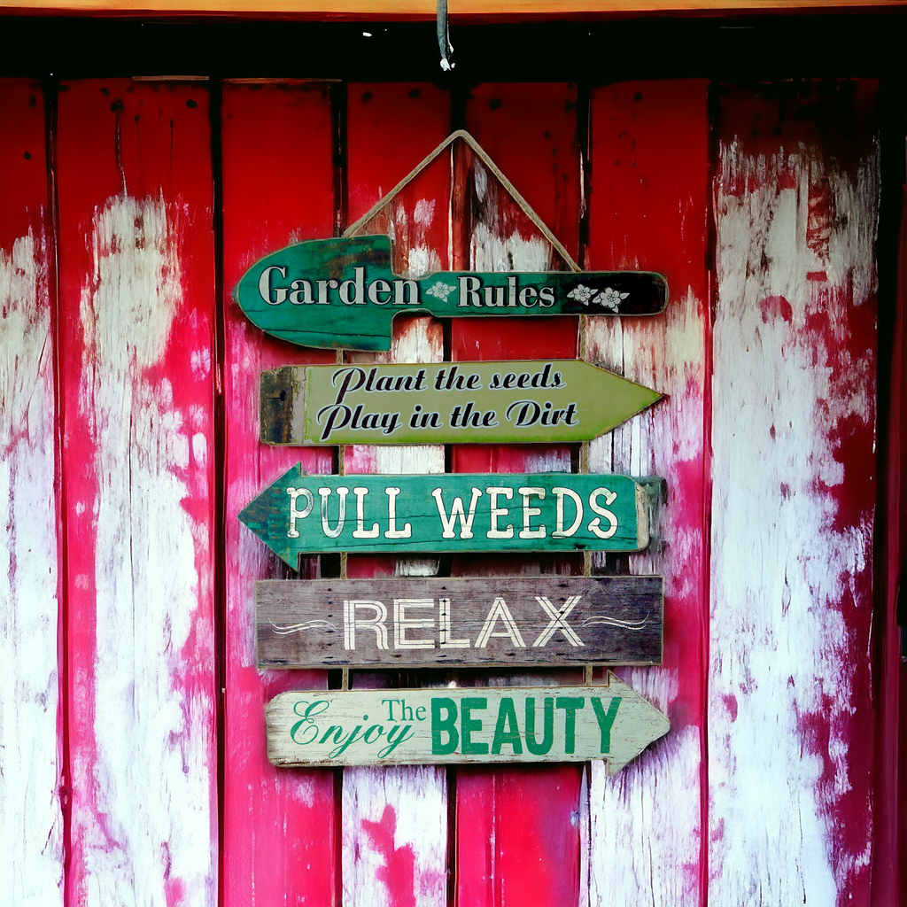 Plantsrules Sign Garden Rules Wooden Hanging Sign | Country Christmas Loft – The Country ...