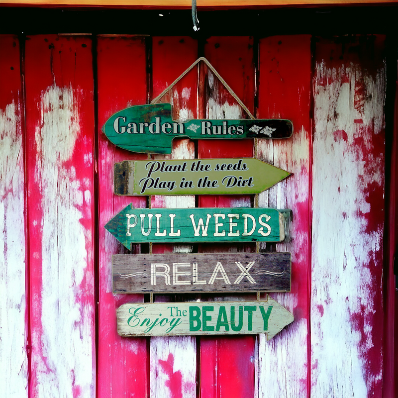 Garden Rules Wooden Hanging Sign
