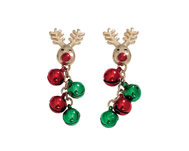 Cute Rudolph with Jingles - Earrings