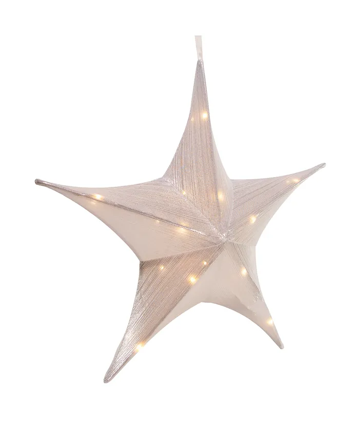Silver Metallic Foldable 3D Star Ornament - 16 Inch