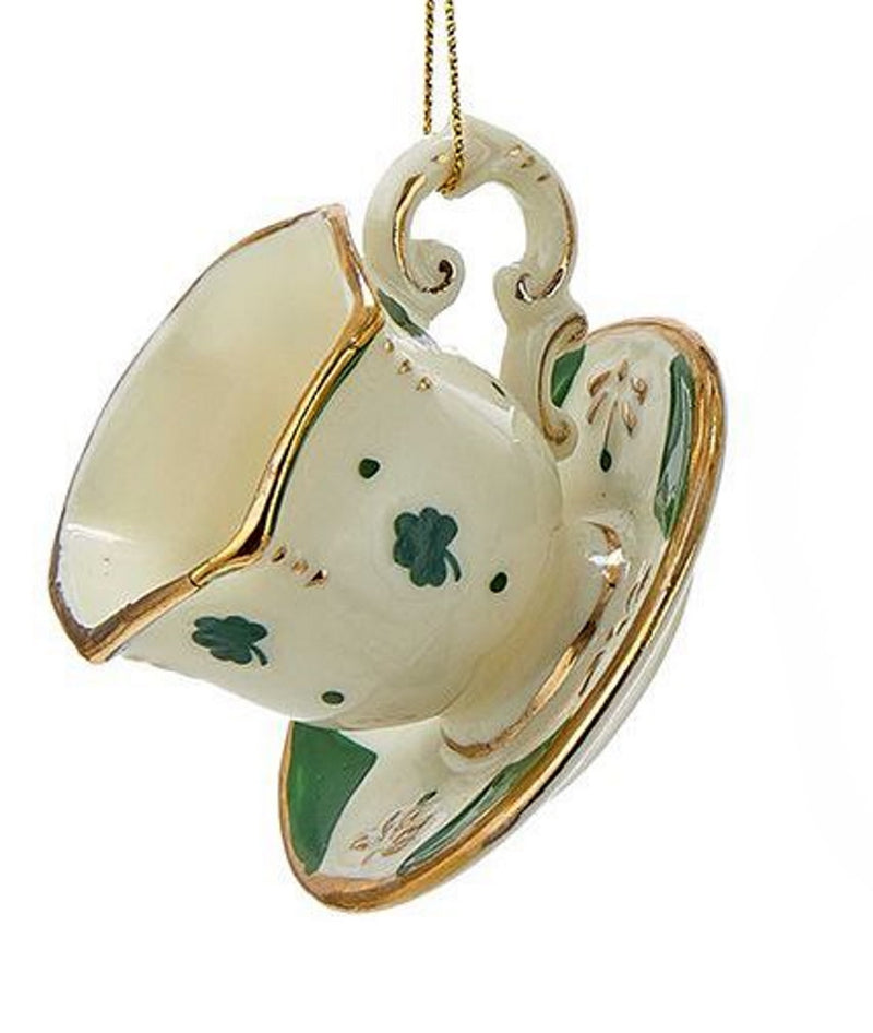 Porcelain Irish Tea Ornament - Teacup Shamrock - The Country Christmas Loft
