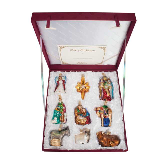 Old World Christmas Nativity Collection Glass Ornaments Set Of 9 - The Country Christmas Loft
