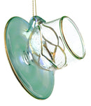 Gold Etched Teacup and Saucer Ornament - Green - Christmas >> Ornaments >> Egyptian Glass - by Egyptian Museum