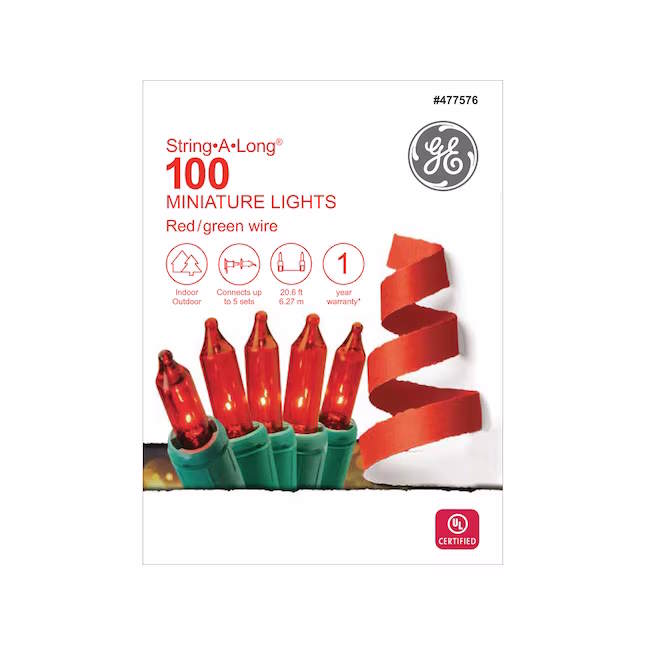 GE String-A-Long 100-Count 20.6-ft Red Incandescent Plug-In Christmas String Lights