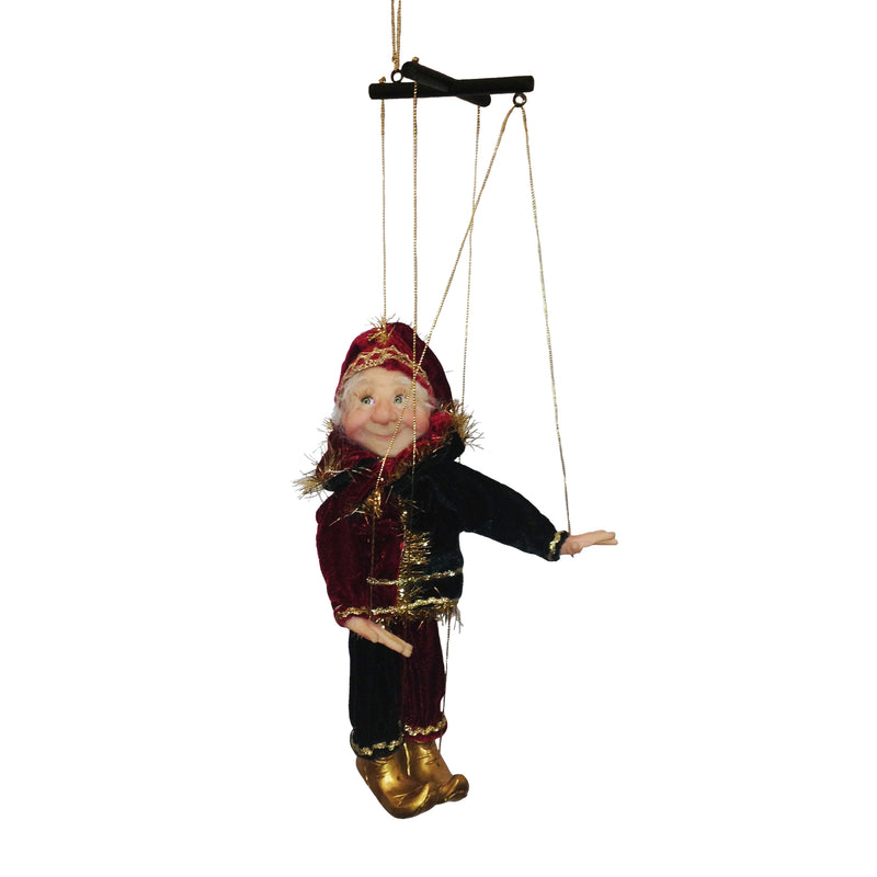 Jacqueline Kent Mini Marionette Ornament - Red and Green - The Country Christmas Loft