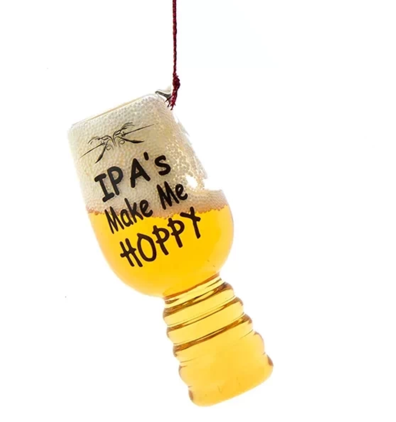 Beer Glass Ornament - IPA's make me Hoppy