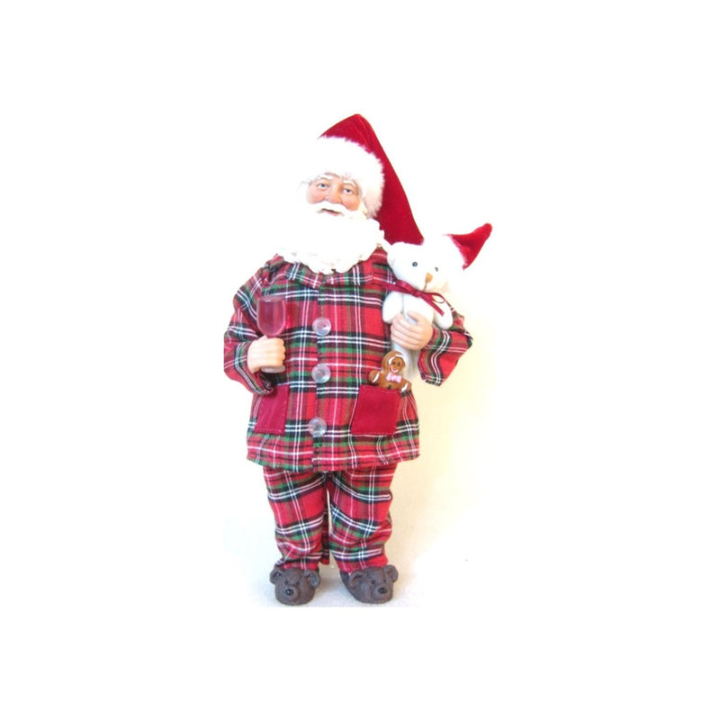 11 Inch Santa Figurine - Pajamas and Wine - The Country Christmas Loft