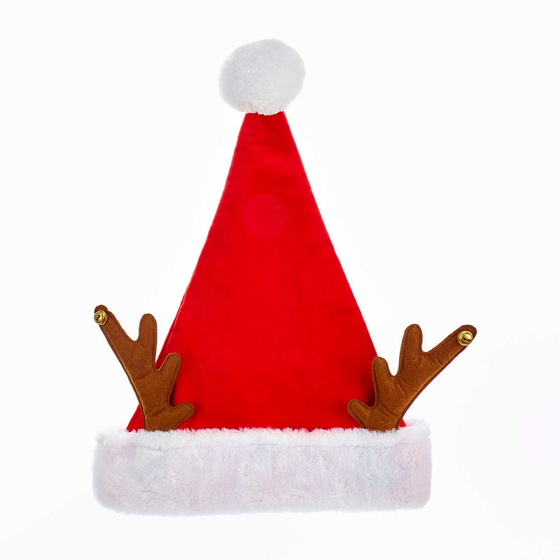 Red Velvet Santa Hat With Antlers - The Country Christmas Loft
