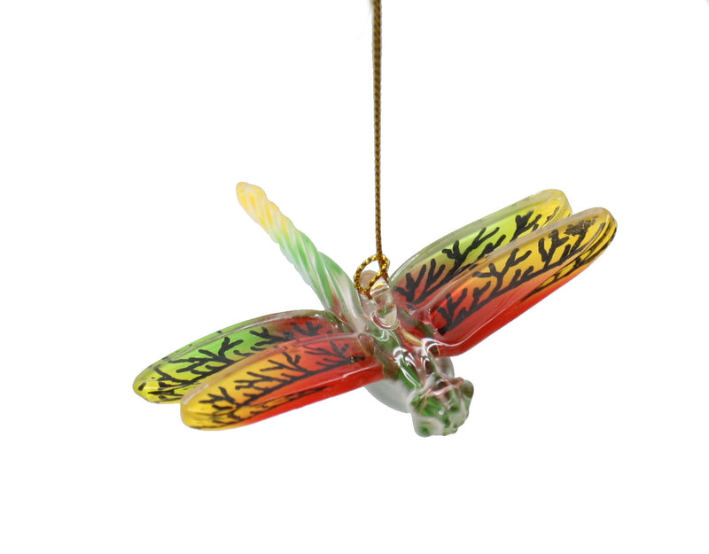 Dragonfly Multicolor Rainbow Glass Ornament