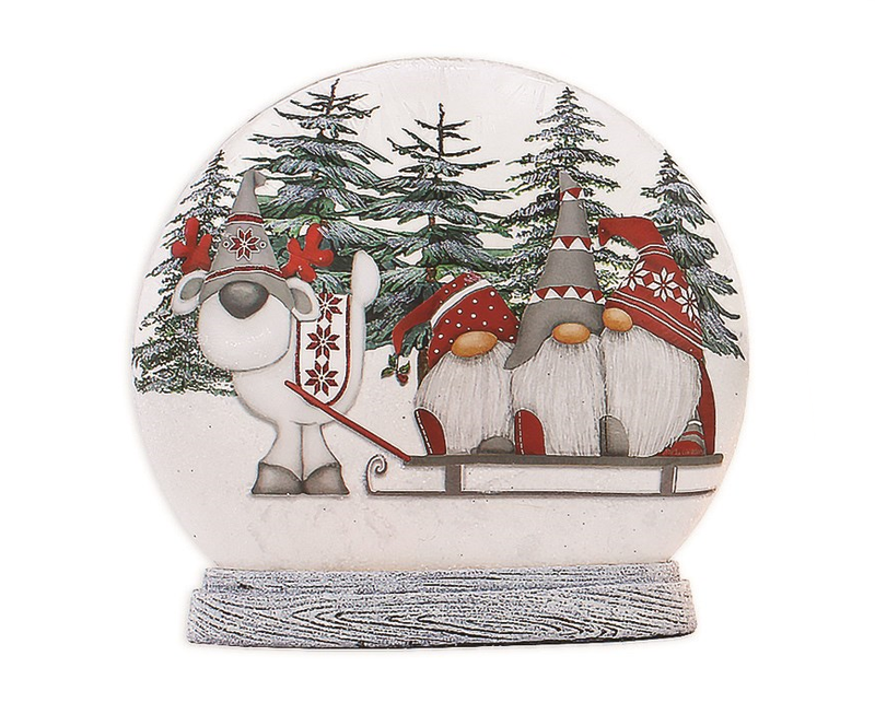 Gnomes Lighted Orb with Resin Base - Myron Pulls the Sleigh