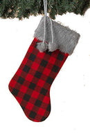 18 Inch Buffalo Plaid Stocking - Grey Trim - The Country Christmas Loft