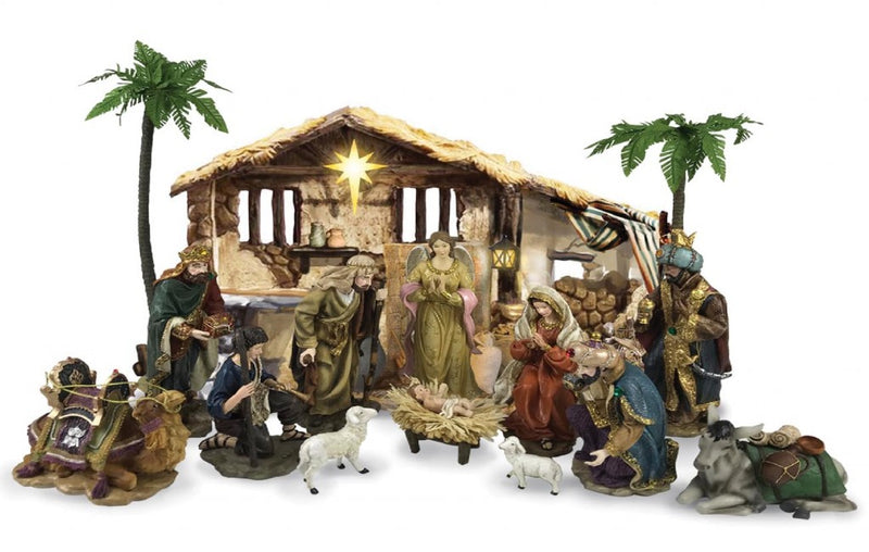 16 Piece Nativity With LED - The Country Christmas Loft