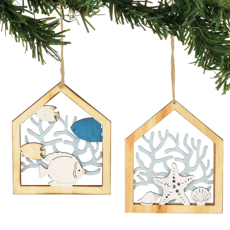 Coral Wood Ornaments Set - The Country Christmas Loft