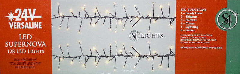 12 Channel Led Supernova Versaline String Lights 128 Light -  Black wire / Cool White - The Country Christmas Loft