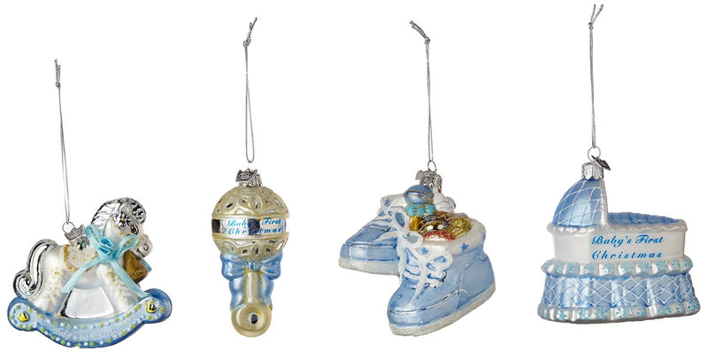 Noble Gems Glass Baby Boy Ornament Set - The Country Christmas Loft