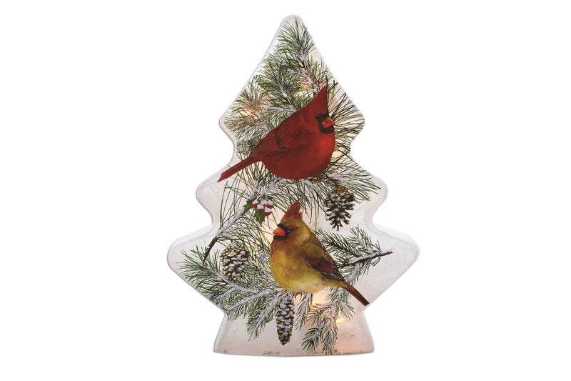 Christmas Cardinals Pre-Lit Glass Christmas Tree - The Country Christmas Loft