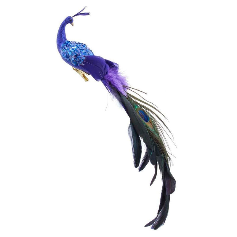 Feather Peacock Clip-On Ornament - Blue