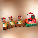 8Ft Long Lighted Christmas Santa Claus On Sleigh With 3 Reindeer - The Country Christmas Loft