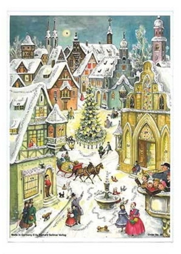 Glittered Advent Calendar - The Village Center - The Country Christmas Loft