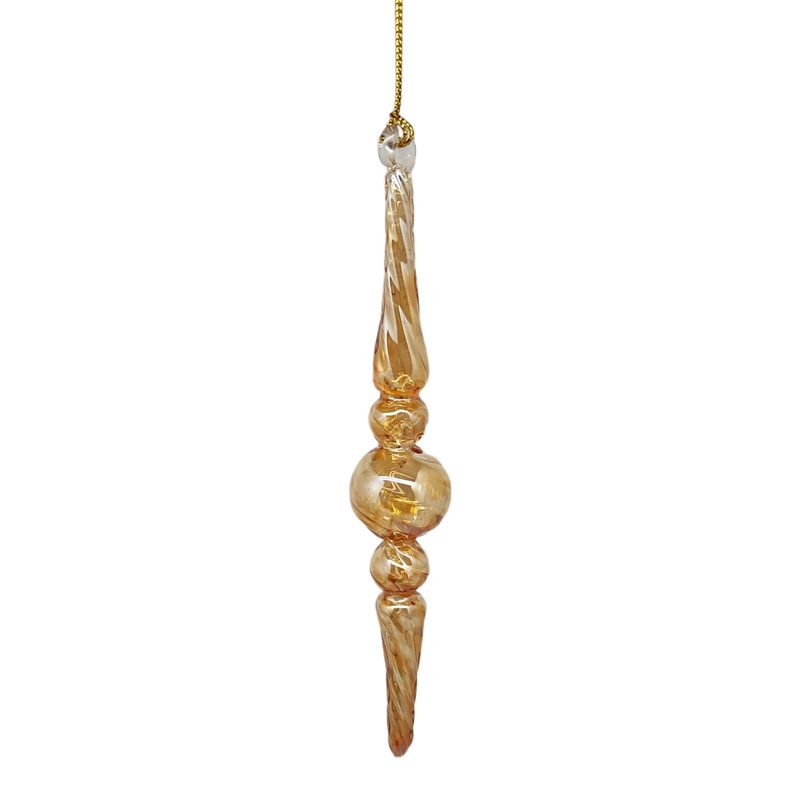Outer Swirl Icicle Glass Ornaments - Gold -Finial